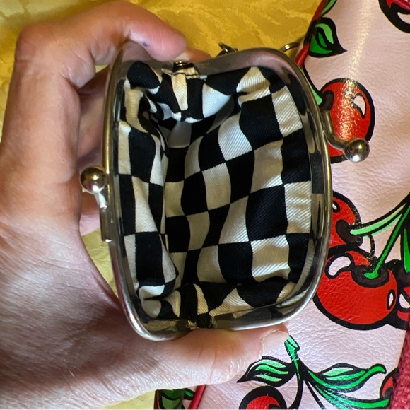 Rare authentic Isabella Fiore leather pink & red cherries tote w/ coin purse - Picture 2 of 16